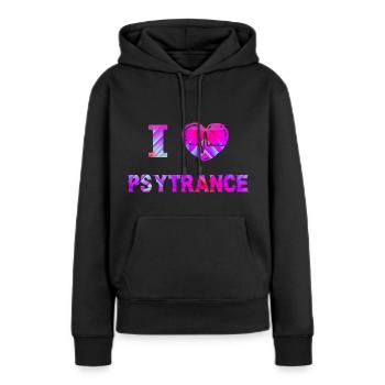 Psytrance Goa Trance - Sweat à capuche Premium bio Femme - noir - Devant - Julia (174cm)