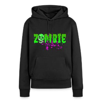 Zombie Schriftzug mit Schädel - Frauen Premium Bio Hoodie - Schwarz - Vorne - Julia (174cm)