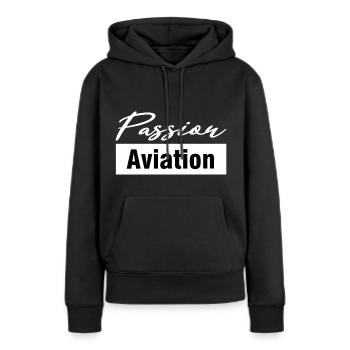 Aviation - avion - Sweat à capuche Premium bio Femme - noir - Devant - Julia (174cm)