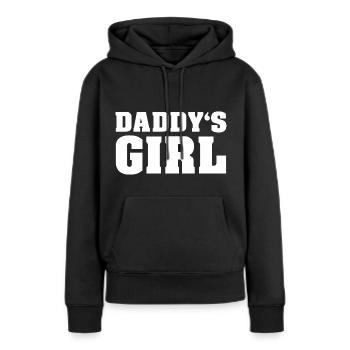 DADDYS GIRL | Geschenk für Vater, Papa, Tochter - Frauen Premium Bio Hoodie - Schwarz - Vorne - Julia (174cm)