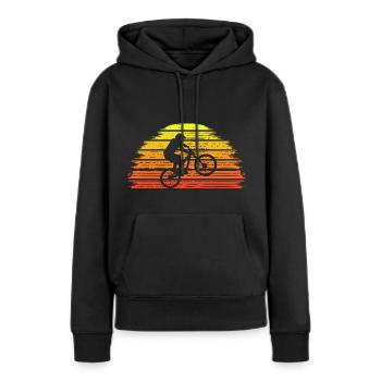 Mountainbike Freerider Biker Sonnenuntergang Retro - Frauen Premium Bio Hoodie - Schwarz - Vorne - Julia (174cm)