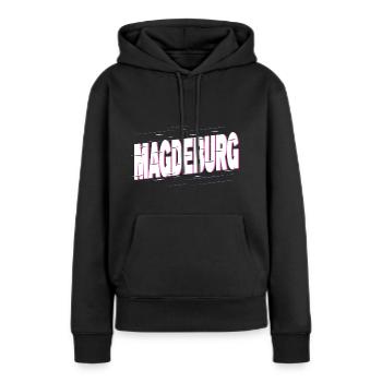 Magdebourg Allemagne City Font Accueil Amour - Sweat à capuche Premium bio Femme - noir - Devant - Julia (174cm)