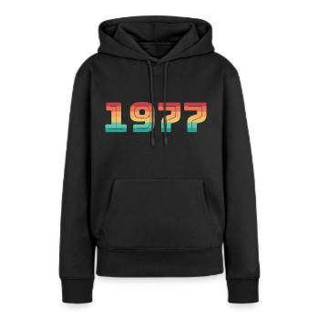 Year of birth 1977 Year of birth Vintage Date of birth - Women’s Premium Organic Hoodie - black - Front - Julia (174cm)