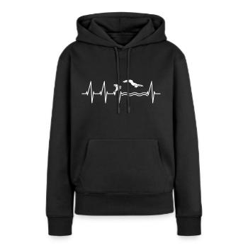 Schwimmen Wettkampf Herzschlag weibliche Schwimmer - Frauen Premium Bio Hoodie - Schwarz - Vorne - Julia (174cm)