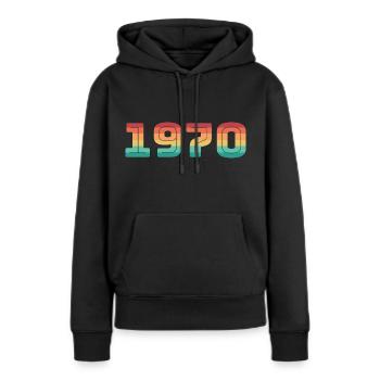 Born 1970 Year of birth Vintage Date of birth - Women’s Premium Organic Hoodie - black - Front - Julia (174cm)