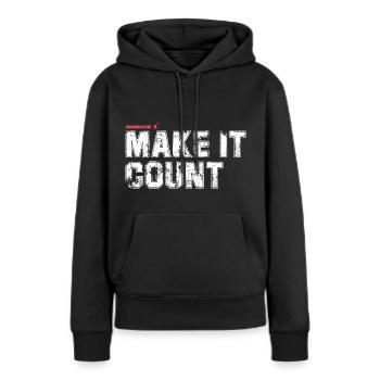 Faites en sorte que ça compte - Workout Design - Sweat à capuche Premium bio Femme - noir - Devant - Julia (174cm)