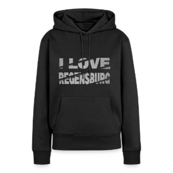 Regensburg Allemagne City Font I Love - Sweat à capuche Premium bio Femme - noir - Devant - Julia (174cm)