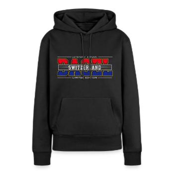 BÂLE - Sweat à capuche Premium bio Femme - noir - Devant - Julia (174cm)