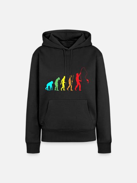 Angler Evolution - Frauen Premium Bio Hoodie - Schwarz
