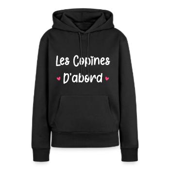 Les copines d'abord - Sweat à capuche Premium bio Femme - noir - Devant - Julia (174cm)