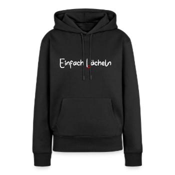 Einfach lächeln - Sprüche für jede Gelegenheit - Frauen Premium Bio Hoodie - Schwarz - Vorne - Julia (174cm)