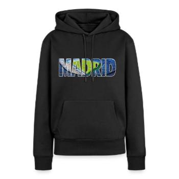 Madrid - Sweat à capuche Premium bio Femme - noir - Devant - Julia (174cm)
