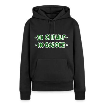 Mot Cacher Ta gueule - Sweat à capuche Premium bio Femme - noir - Devant - Julia (174cm)