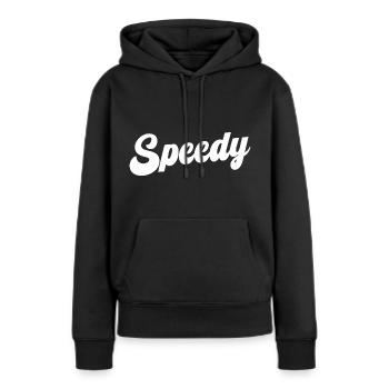 Rapide - Sweat à capuche Premium bio Femme - noir - Devant - Julia (174cm)