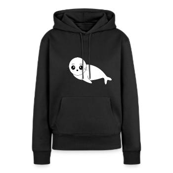 phoque phoque blanc phoques phoques animaux - Sweat à capuche Premium bio Femme - noir - Devant - Julia (174cm)