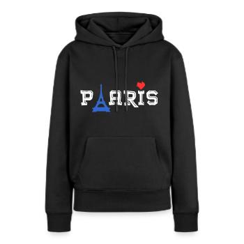 Je t'aime Eiffel Tower Paris - Souvenir France - Sweat à capuche Premium bio Femme - noir - Devant - Julia (174cm)
