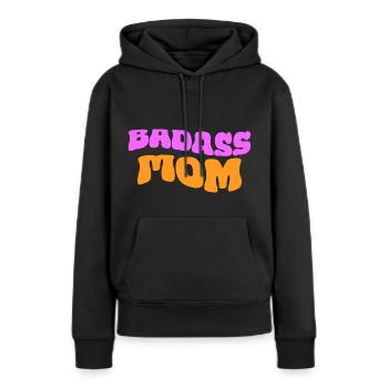 Maman badass - Sweat à capuche Premium bio Femme - noir - Devant - Julia (174cm)