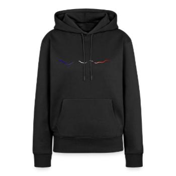 blau weiß rot - Frauen Premium Bio Hoodie - Schwarz - Vorne - Julia (174cm)