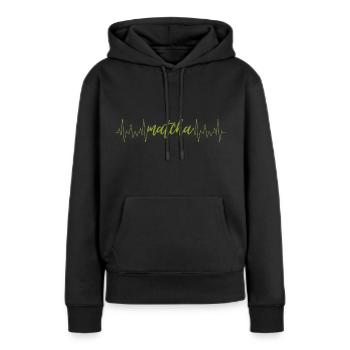 Matcha hearbeat - Frauen Premium Bio Hoodie - Schwarz - Vorne - Julia (174cm)
