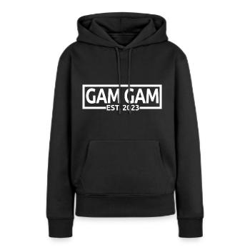 Gam Gam Est. 2023, Oma To Be, Schwangerschaft enthüllen - Frauen Premium Bio Hoodie - Schwarz - Vorne - Julia (174cm)
