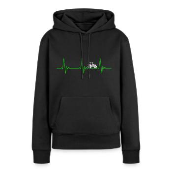 Herzschlag Traktor Landwirtschaft - Frauen Premium Bio Hoodie - Schwarz - Vorne - Julia (174cm)