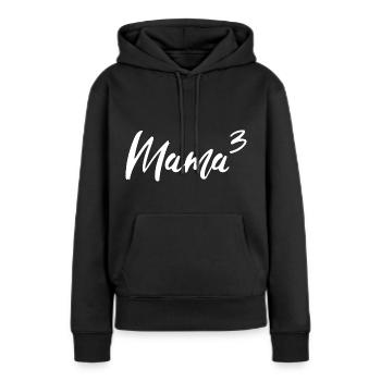 Mama Hoch Drei - Frauen Premium Bio Hoodie - Schwarz - Vorne - Julia (174cm)