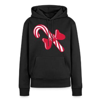 bonbons cadeau de noël canne à sucre délicieux - Sweat à capuche Premium bio Femme - noir - Devant - Julia (174cm)