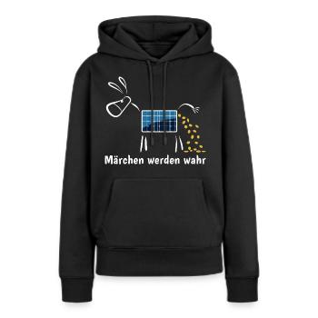 Märchen werden wahr - Goldesel - Photovoltaik - Frauen Premium Bio Hoodie - Schwarz - Vorne - Julia (174cm)