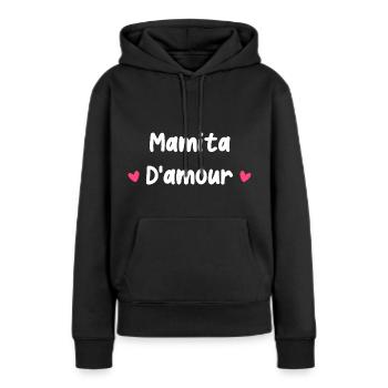 Mamita d'amour - Sweat à capuche Premium bio Femme - noir - Devant - Julia (174cm)