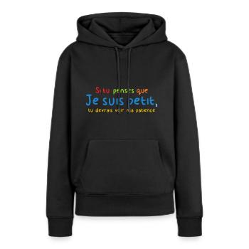 Patience Forte - Sweat à capuche Premium bio Femme - noir - Devant - Julia (174cm)