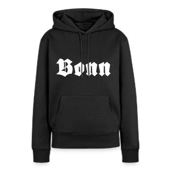 Bonn - Frauen Premium Bio Hoodie - Schwarz - Vorne - Julia (174cm)
