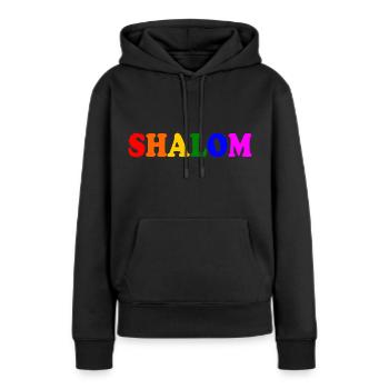Shalom - Sweat à capuche Premium bio Femme - noir - Devant - Julia (174cm)
