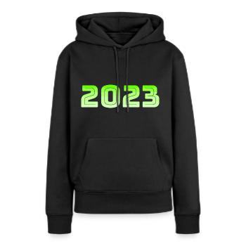 2023 Jahreswechsel Geschenkidee - Frauen Premium Bio Hoodie - Schwarz - Vorne - Julia (174cm)