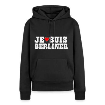 Berlin - Je Suis Berliner - Sweat à capuche Premium bio Femme - noir - Devant - Julia (174cm)