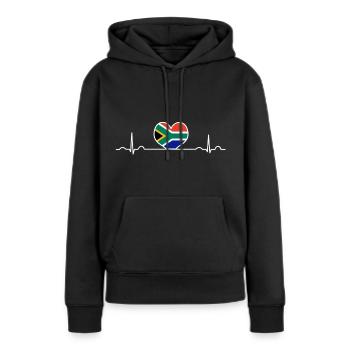 Afrique du Sud - Sweat à capuche Premium bio Femme - noir - Devant - Julia (174cm)