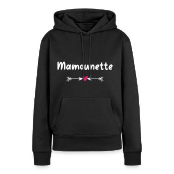 mamounette - Sweat à capuche Premium bio Femme - noir - Devant - Julia (174cm)