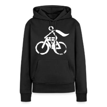 Super héros de vélo - Sweat à capuche Premium bio Femme - noir - Devant - Julia (174cm)
