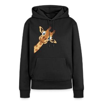 Girafe mignon cadeau girafe tête animal zoo - Sweat à capuche Premium bio Femme - noir - Devant - Julia (174cm)