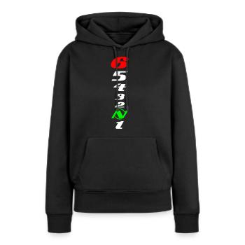 Motorrad-Getriebe - Frauen Premium Bio Hoodie - Schwarz - Vorne - Julia (174cm)