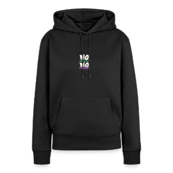 Pas d’argent Pas drôle - Sweat à capuche Premium bio Femme - noir - Devant - Julia (174cm)