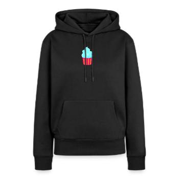Eis Icecream Becher Streifen cyan Sommer Eiscreme - Frauen Premium Bio Hoodie - Schwarz - Vorne - Julia (174cm)