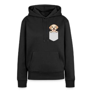 Labrador Pocket - Frauen Premium Bio Hoodie - Schwarz - Vorne - Julia (174cm)