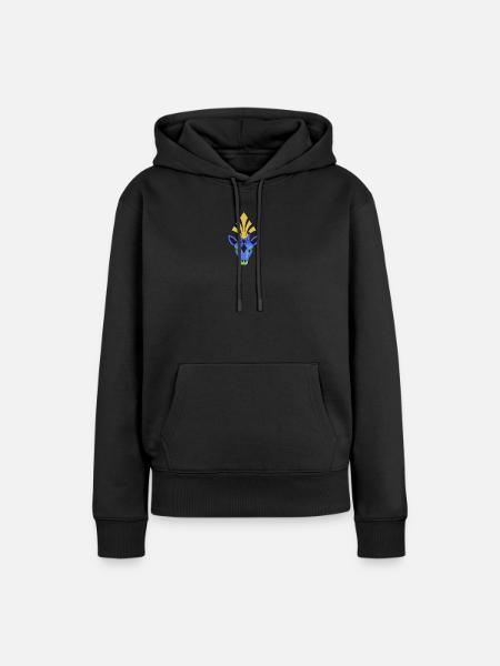 Blaue Giraffe mit Kopfschmuck - Frauen Premium Bio Hoodie - Schwarz