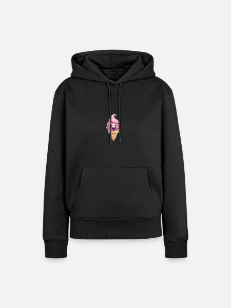 Lächelnde Eiskreation - Frauen Premium Bio Hoodie - Schwarz
