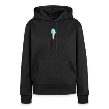 Eis Eiscreme Waffel blau cool Sommer Eisdiele Fan - Frauen Premium Bio Hoodie - Schwarz - Vorne - Julia (174cm)