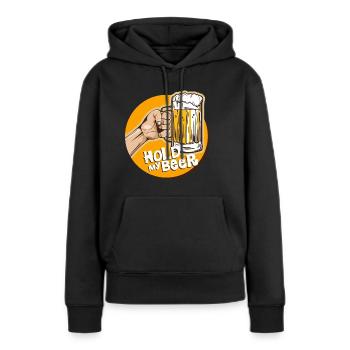 bière - Sweat à capuche Premium bio Femme - noir - Devant - Julia (174cm)