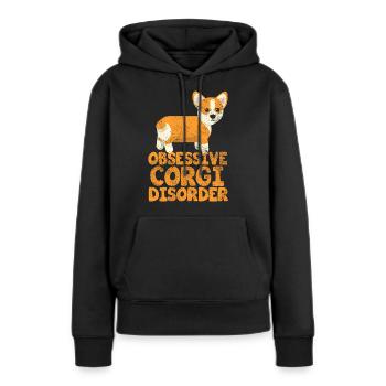 Désordre corgi obsessionnel - Sweat à capuche Premium bio Femme - noir - Devant - Julia (174cm)