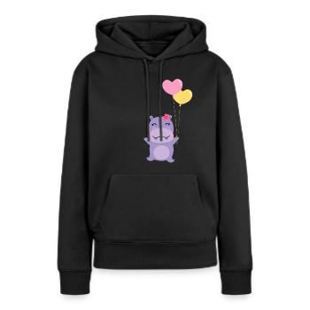 nilpferd - Frauen Premium Bio Hoodie - Schwarz - Vorne - Julia (174cm)