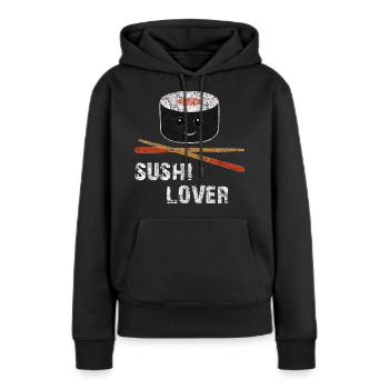 manger - Sweat à capuche Premium bio Femme - noir - Devant - Julia (174cm)
