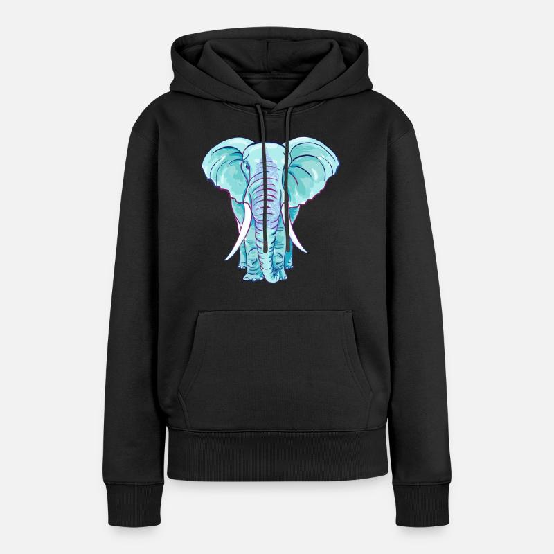 L'éléphant bleu - Sweat à capuche Premium bio Femme - noir